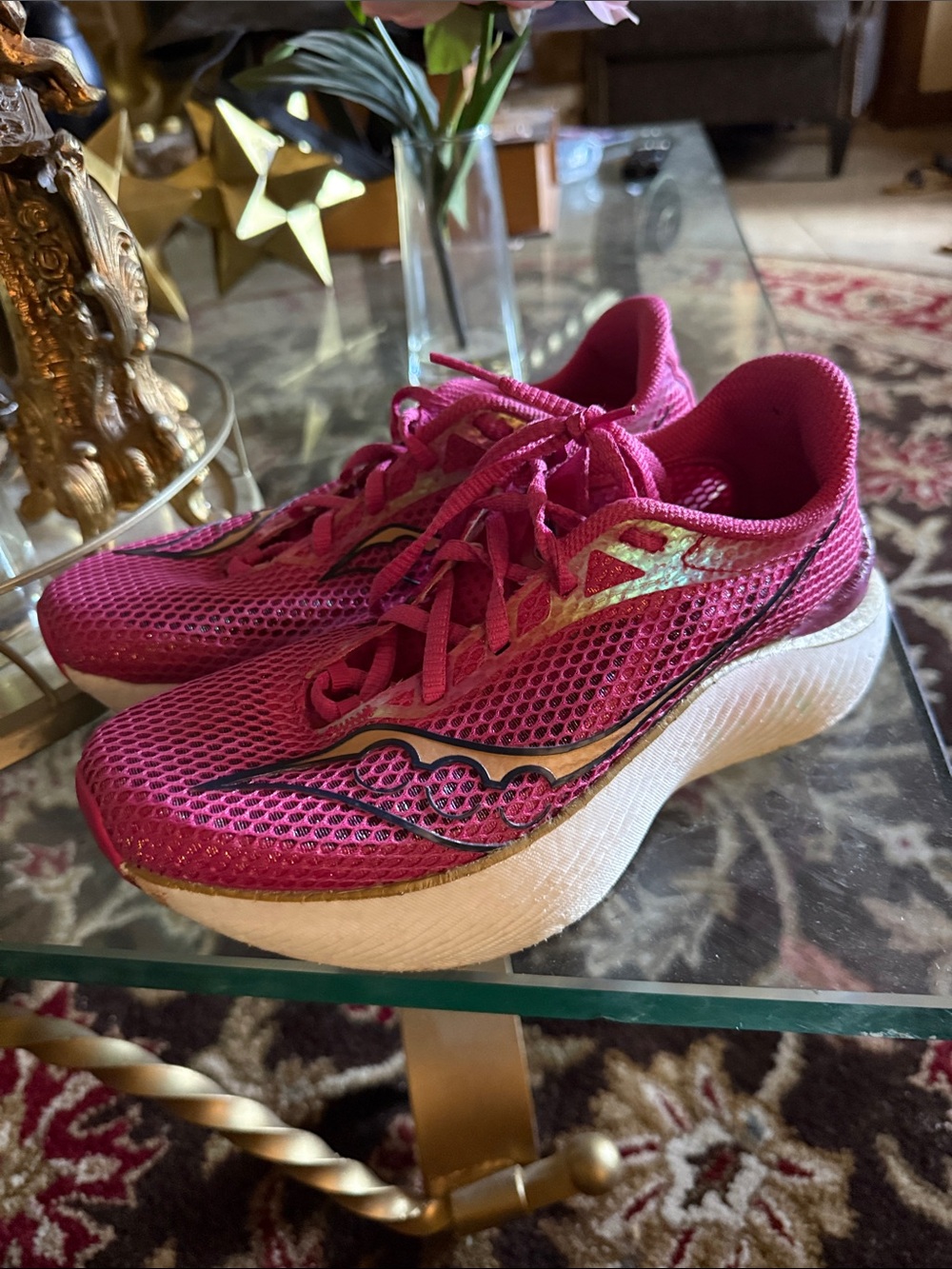 Saucony Hot Pink Women's Athletic Running Shoes with White Sole